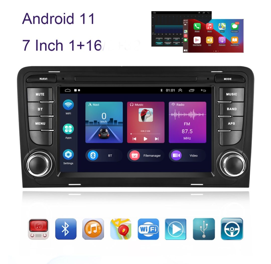 Rádio 2din Audi A3/S3/RS3 android Auto Carplay GPS wifi usb NOVO