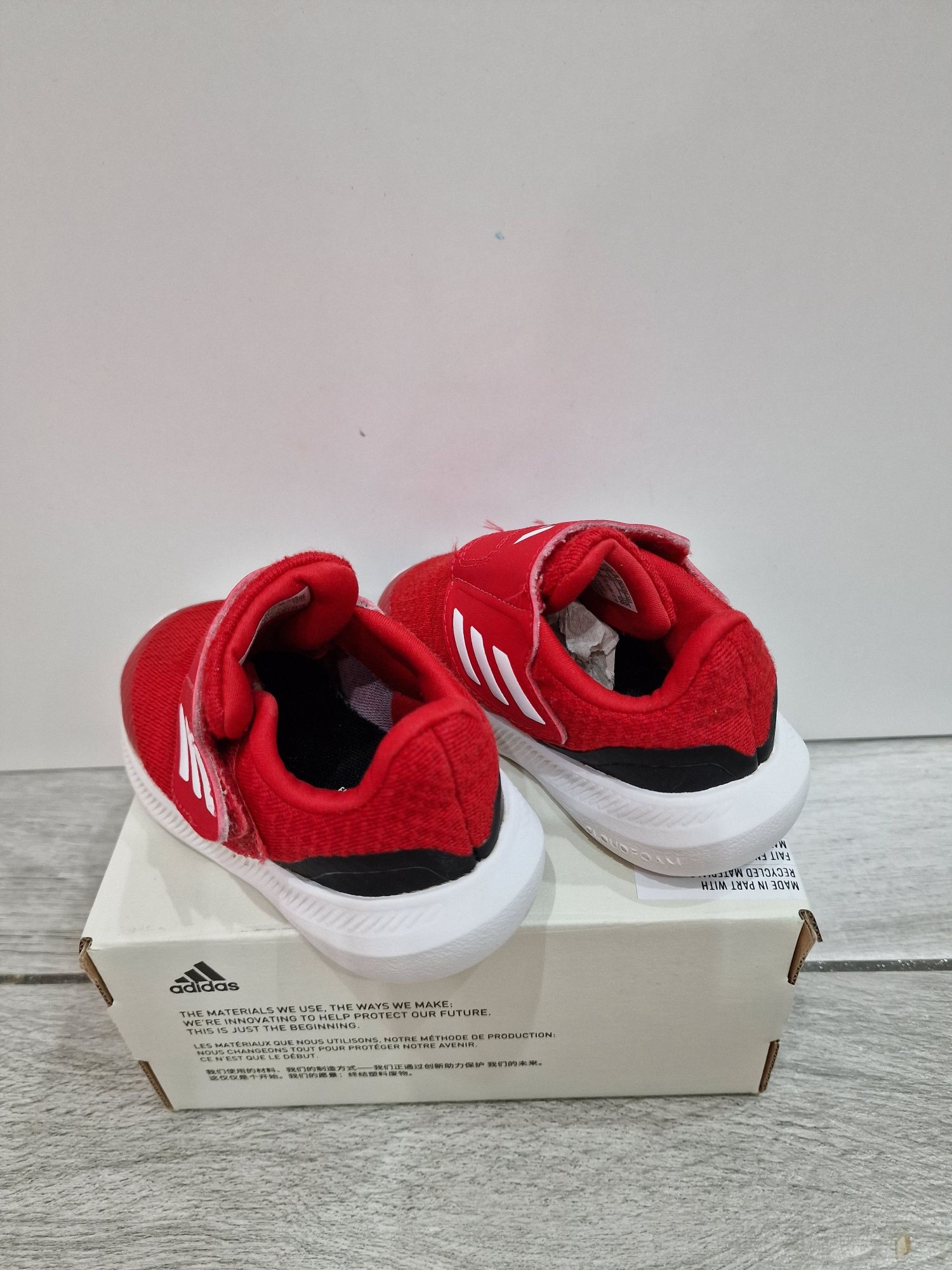 ADIDAS buty adidasy 21 czerwone na rzep z pudełkiem