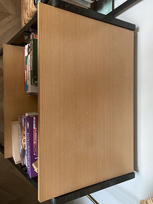 Regał prl z metalowymi bokami