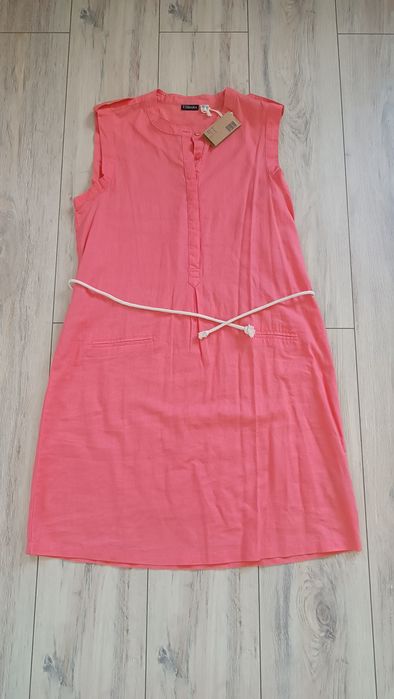 Nowa z metką sukienka 40 lniana koralowa