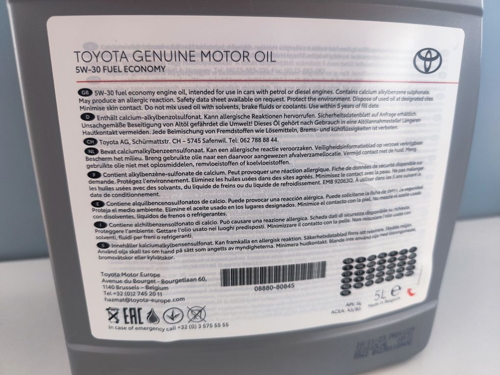 Óleo Toyota 5w-30 fuel economy (5L) novo
