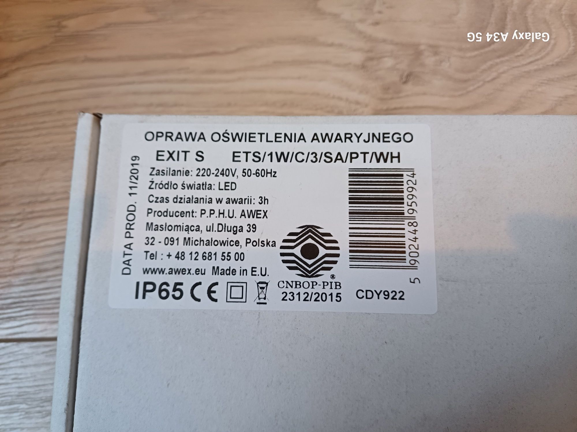 Awex IP 65 Oprawa oświetlenia awaryjnego EXIT