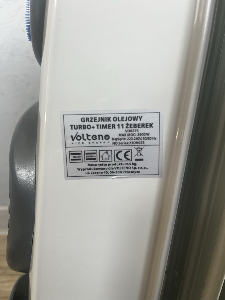 Grzejnik olejowy Volento VO0275 Turbo Timer 2900W Gwarancja