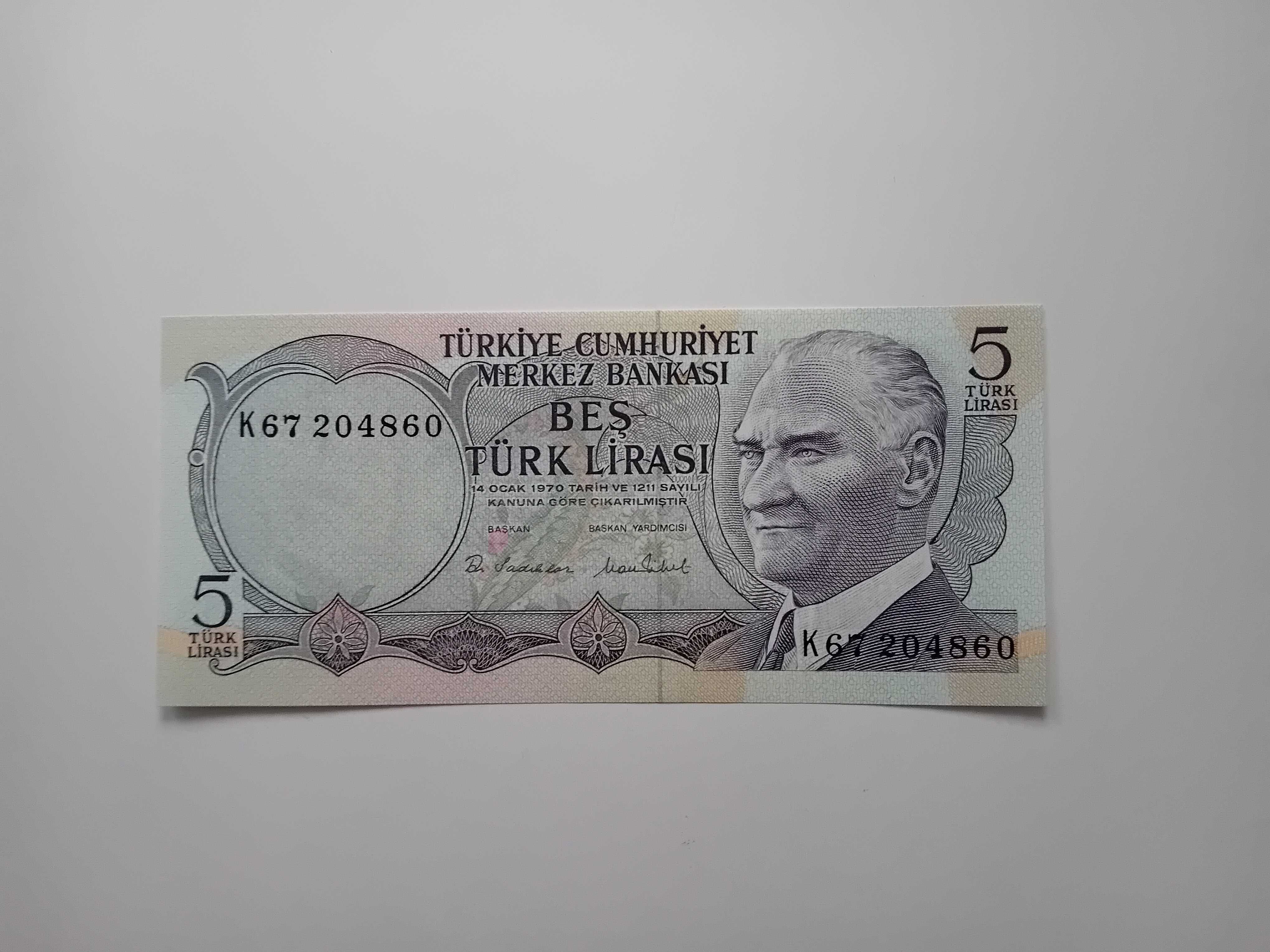 5 Lirów Tureckich 1970 r