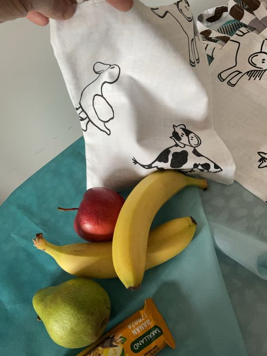 Bawełniane woreczki, torebki z uszami, handmade