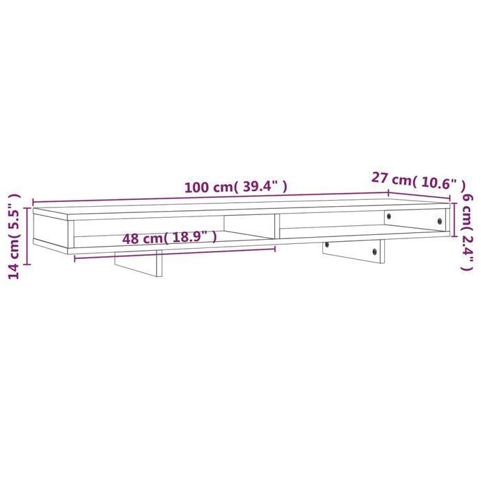 Vidaxl Podstawka Na Monitor, Biała, 100X27X14 Cm, Lite Drewno Sosnowe