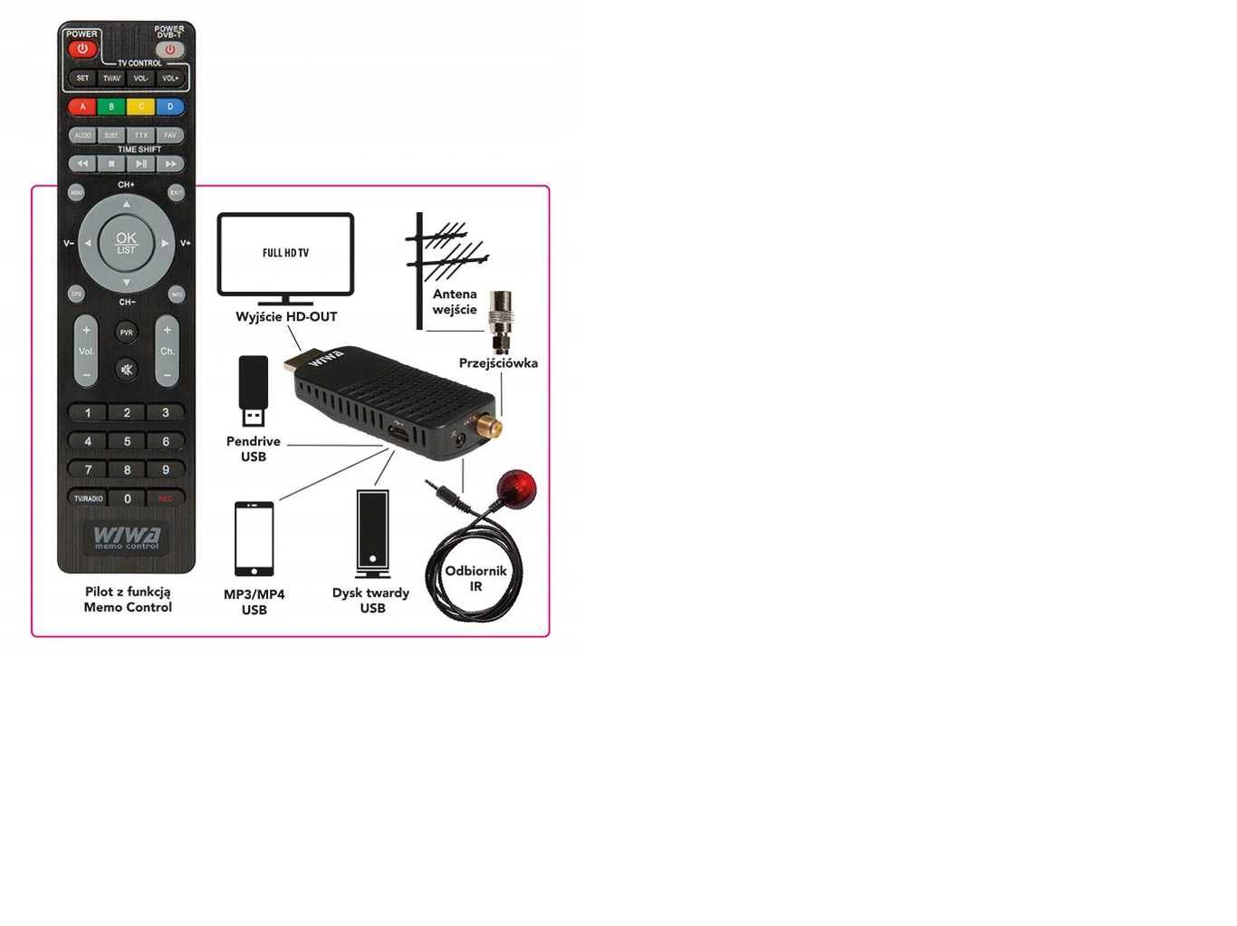 dekoder tuner DVB-T2 STB WIWA H265 HEVC mini wifi