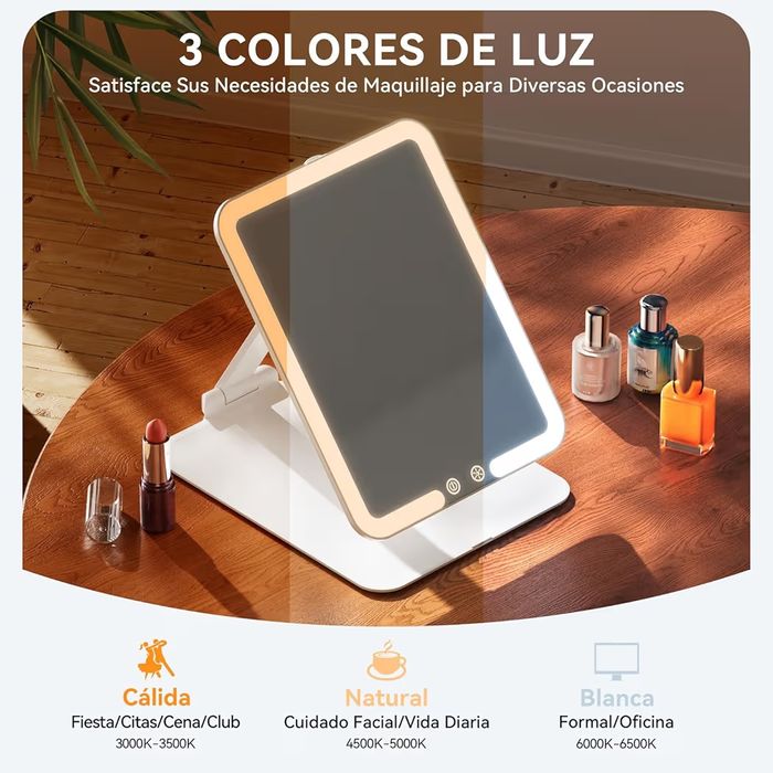 Espelho de maquilhagem com luz