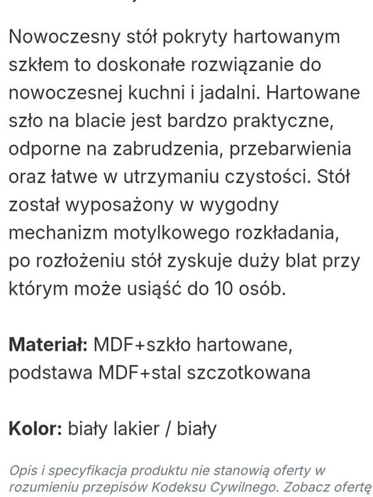Stół do jadalni rozkladany