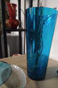 Duży turkusowy wazon szkło artystyczne