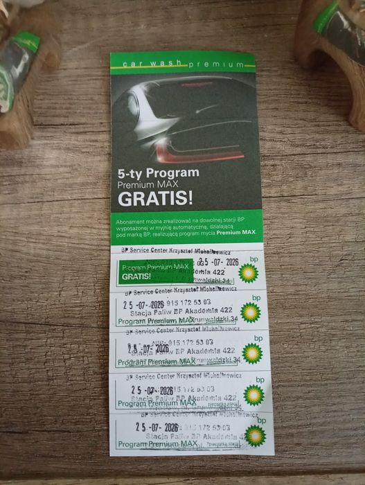 Karnet Myjnia BP Premium max 5 myc ważny rok