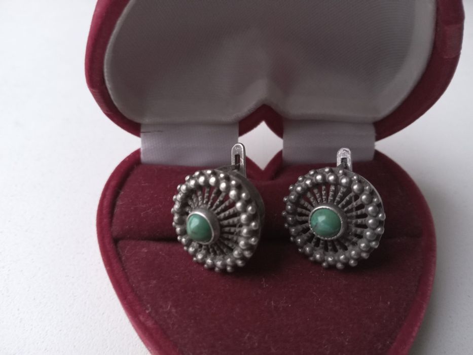 Браслет натуральный камень мельхиор серьги серебряные