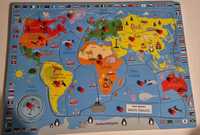 Drewniane puzzle, układanka Mapa Świata - Montessori