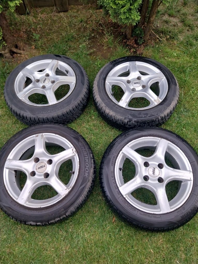 Felgi aluminiowe 14×5 wraz z oponami całorocznymi do peugot 107
