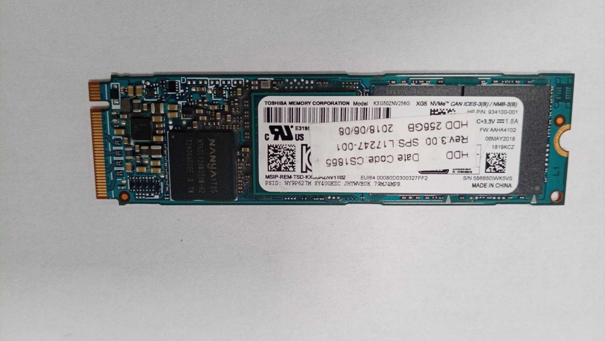 SSD NVMe Toshiba KXG50ZNV 256Gb