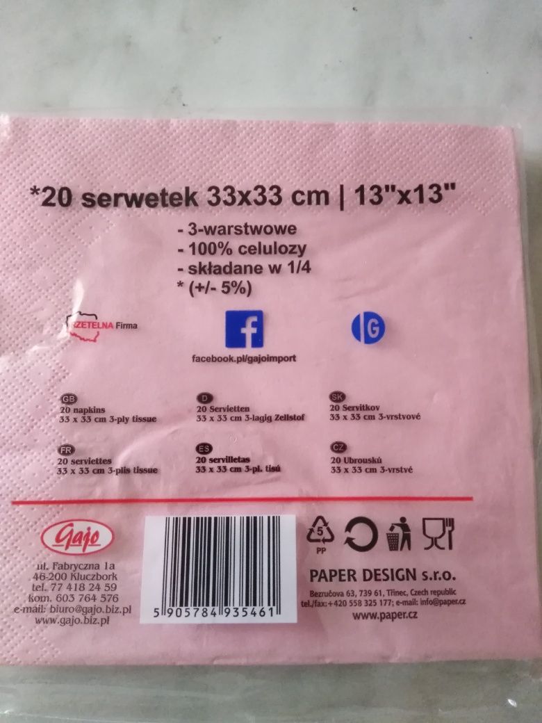 Serwetki papierowe na roczek urodziny