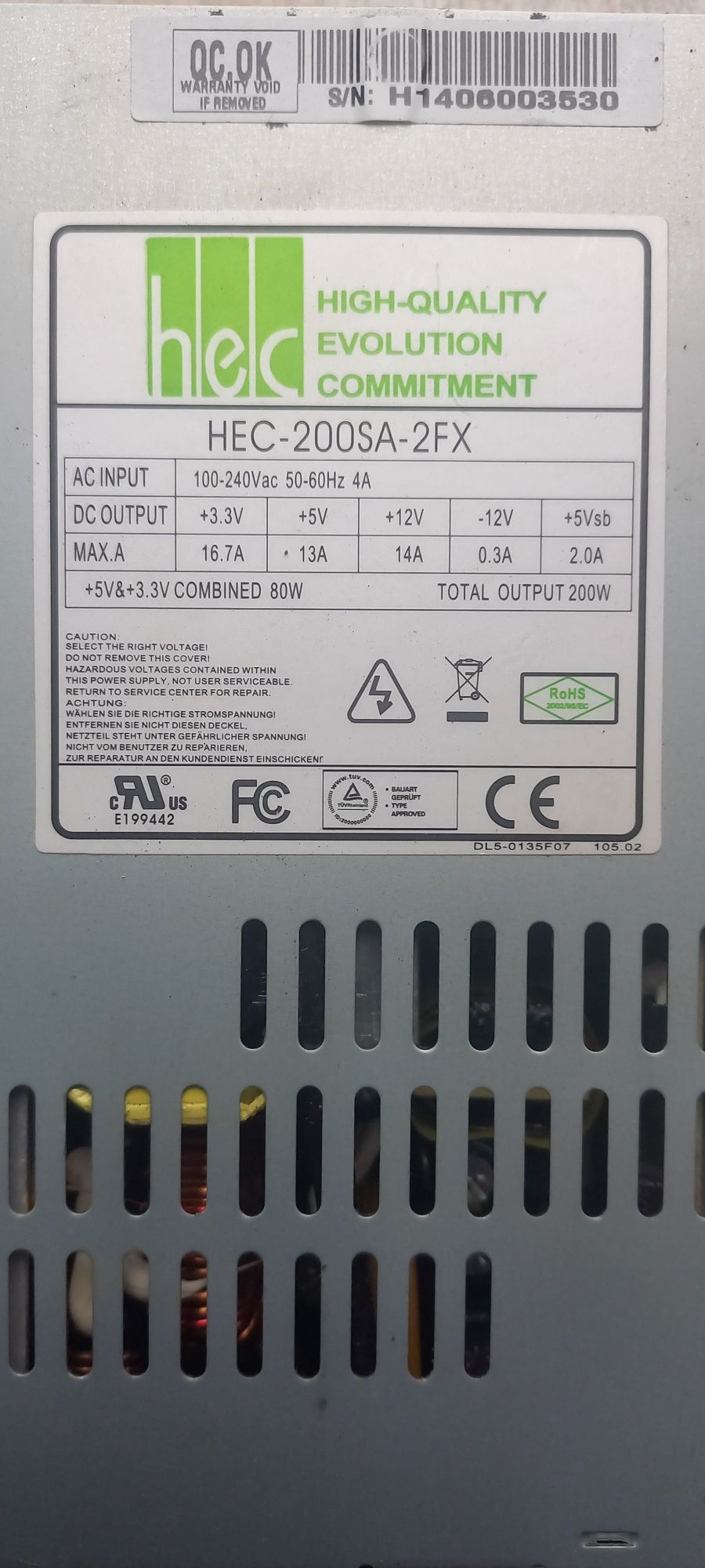 Блок живлення 750w,300w HEC-200SA-22FX,hpHSTNS-PL18