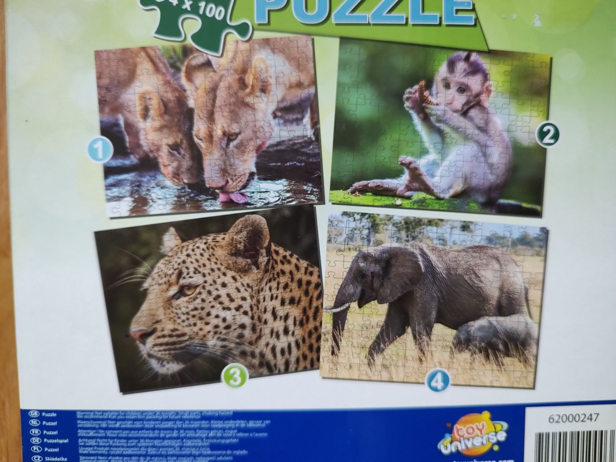 Puzzle zwierzęta 4x100