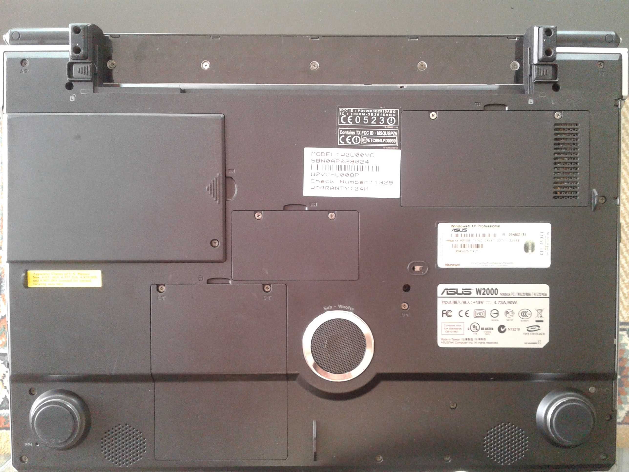 Portátil Asus W2V 17,1" para peças