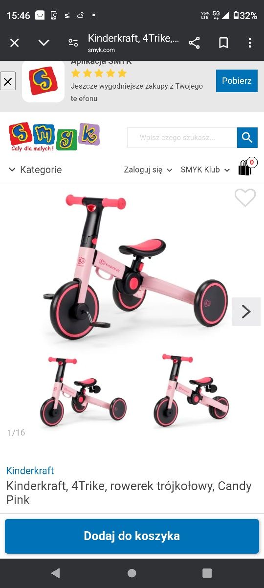 Rowerek 3w1 Kindercraft