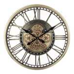 Duży Metalowy Okrągły Zegar Ścienny Retro z Ruchome Zębatki 131905