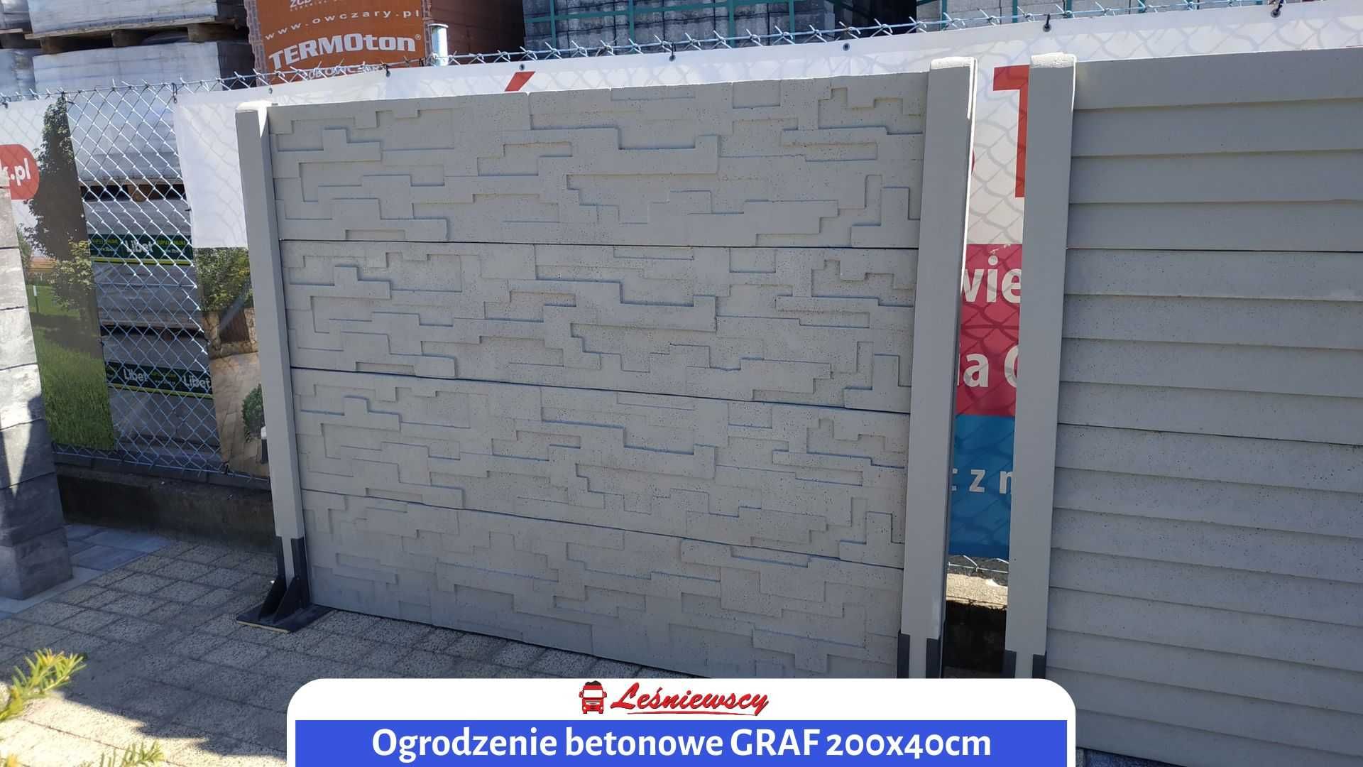 Ogrodzenie posesji betonowe Drewbet GRAF 200x40cm nowoczesne HIT