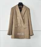 Marynarka Massimo dutti 34 XS brązowa lniana dwurzędowa prążek paski