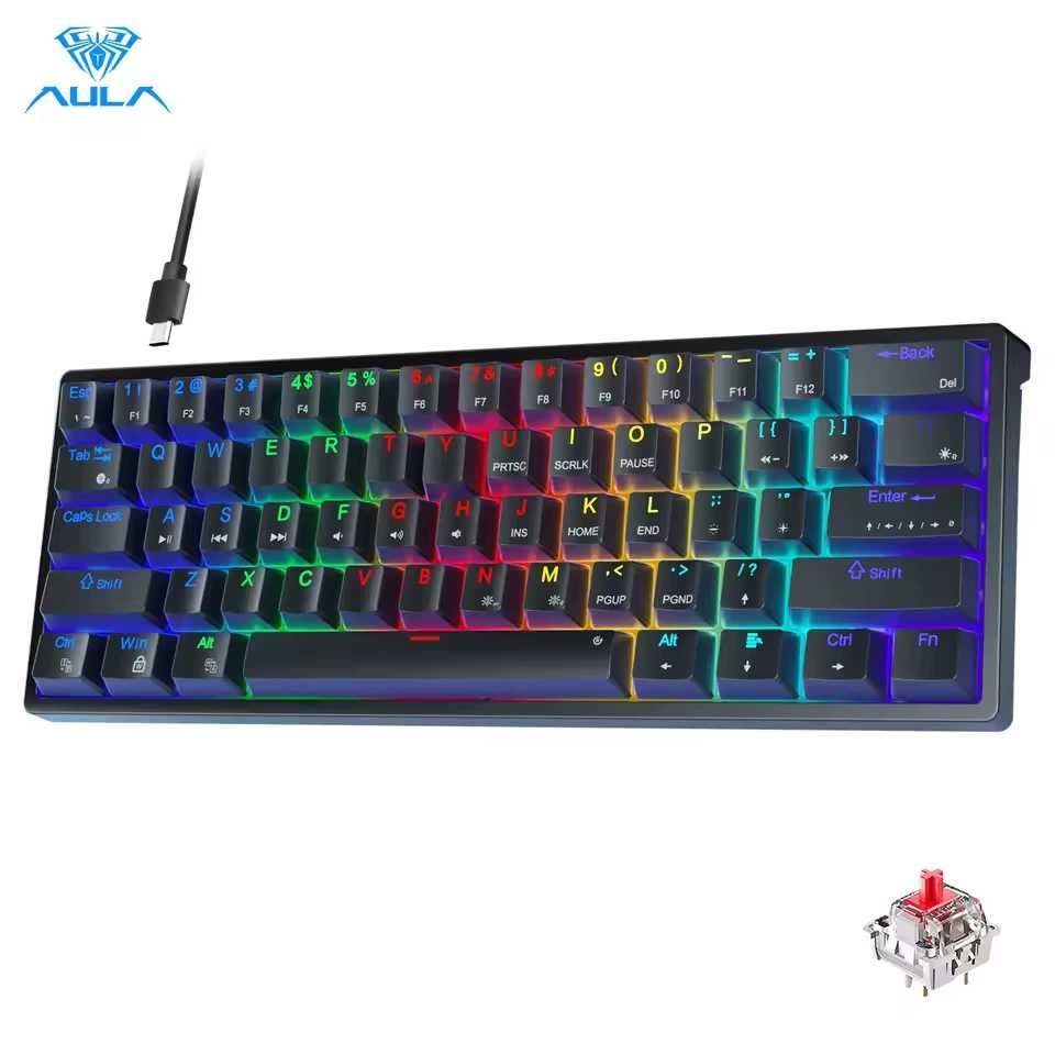 ‼️ NEW ‼️ Ігрова механічна клавіатура AULA F3261 RGB Red Switch
