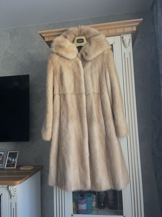 Шикарная, теплая норковая шуба с капюшоном! Карамель