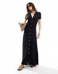 Asos Design 34 Xs Czarna Koszulowa Sukienka Maxi H17840