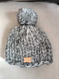 Объемная шерстяная шапка YourYarn серая 100% merino wool