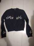 Sweter gap haftowane kwiaty granatowy