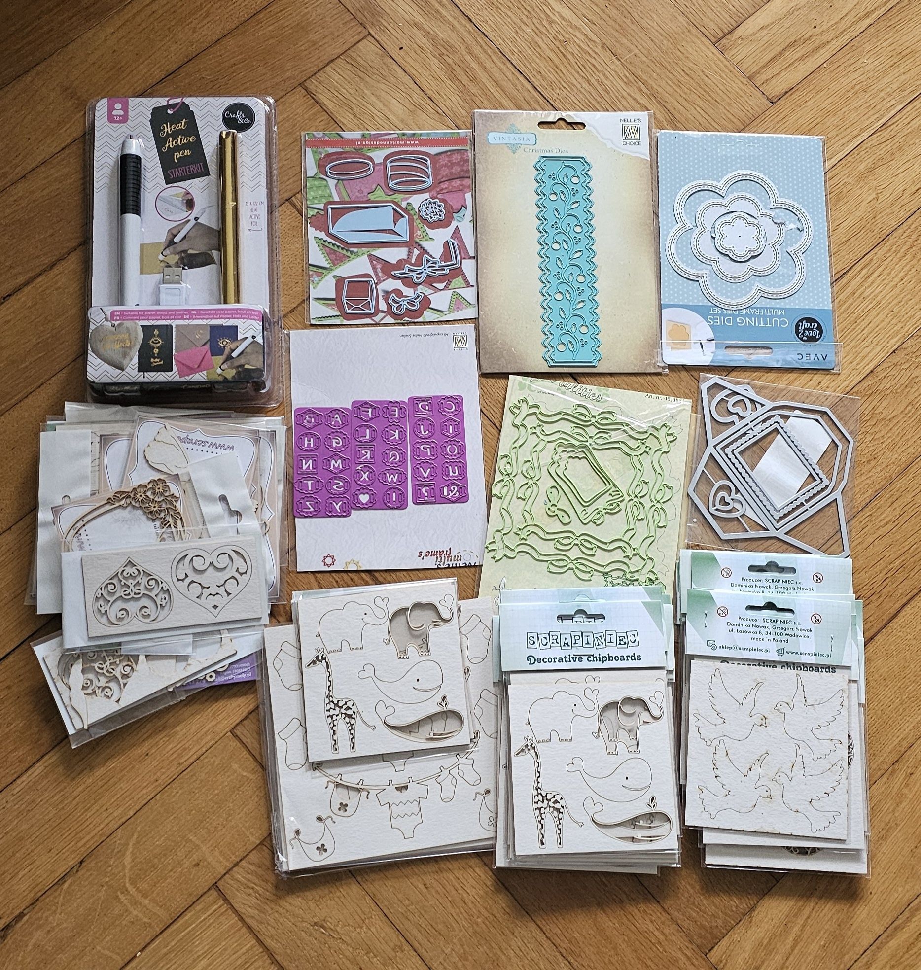 Wykrojniki Sizzix foldery stemple duży zestaw