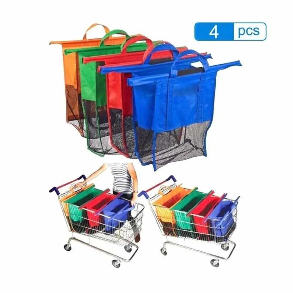 Saco de Compras Reutilizáveis | Conjunto de 4 para Carrinho de Compras