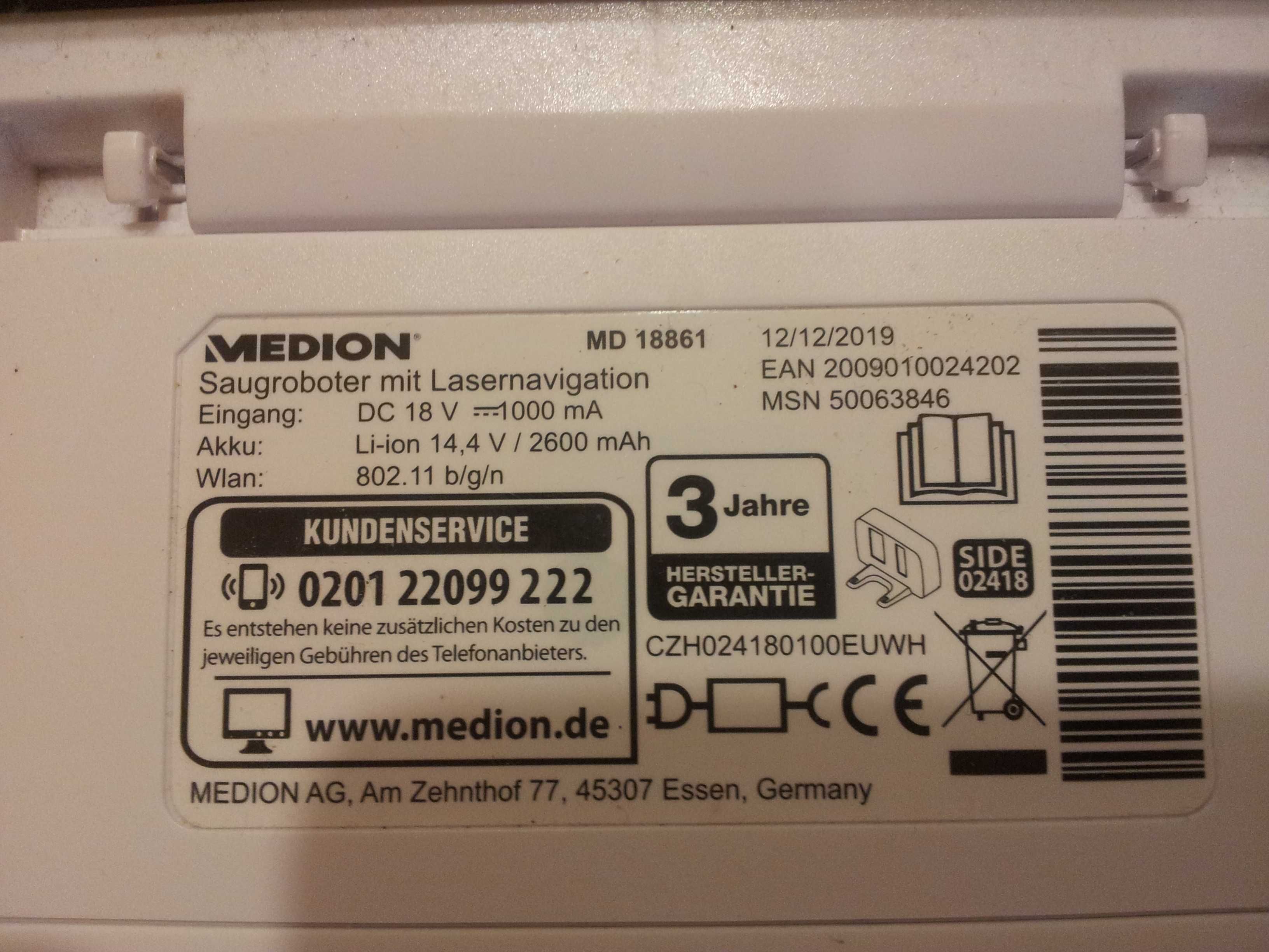 Odkurzacz robot MEDION MD 18861, WiFi, Alexa