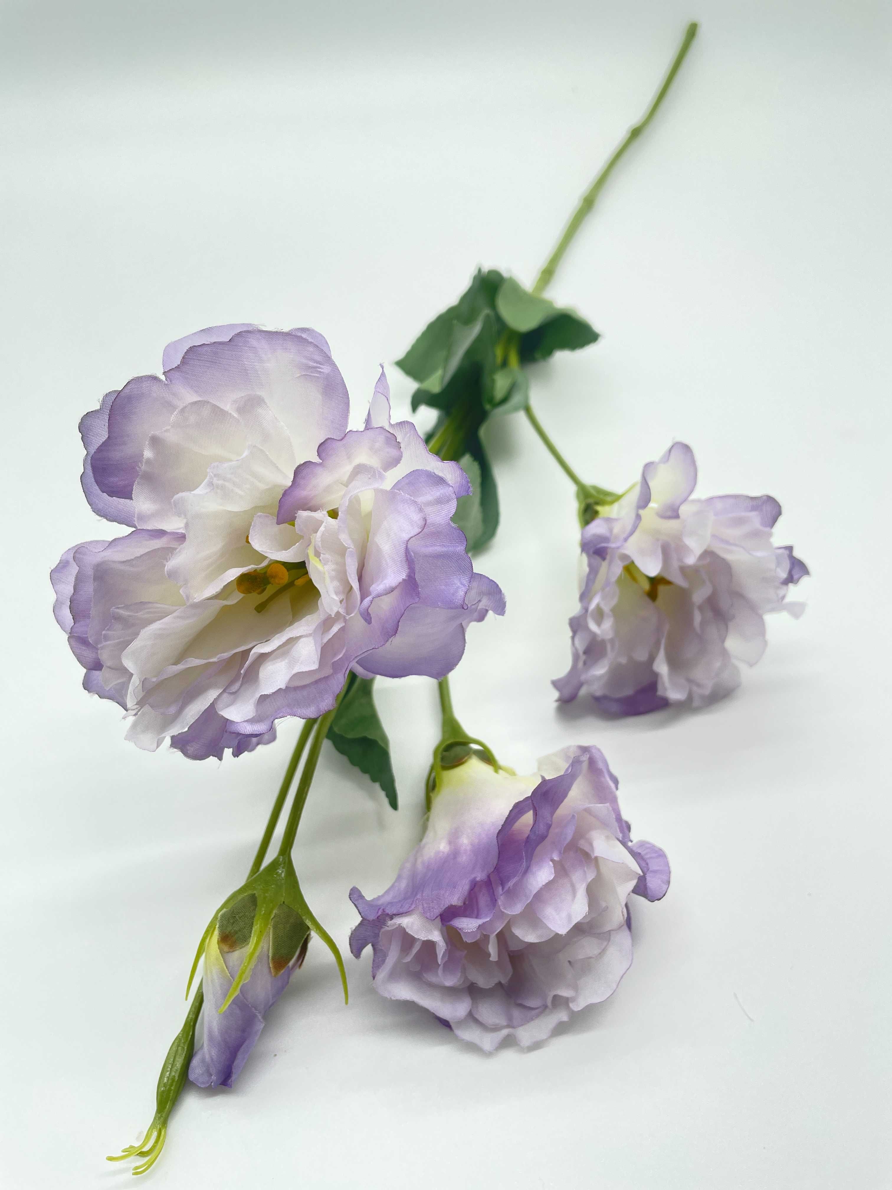 Eustoma Sztuczny Kwiat Wazon 68 cm Jasny Fiolet Gałązka