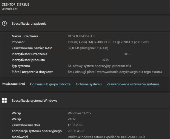 Dell Latitude 5411 i7/32GB/512GB SSD - idealny do programowania, bdb
