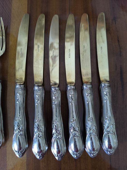 12 Talheres de sobremesa com cabo em prata