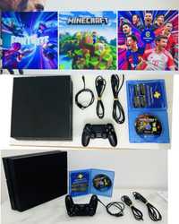 PlayStation 4 + Comando + Jogo ( Minecraft, Fortnite e Efootball 2024)