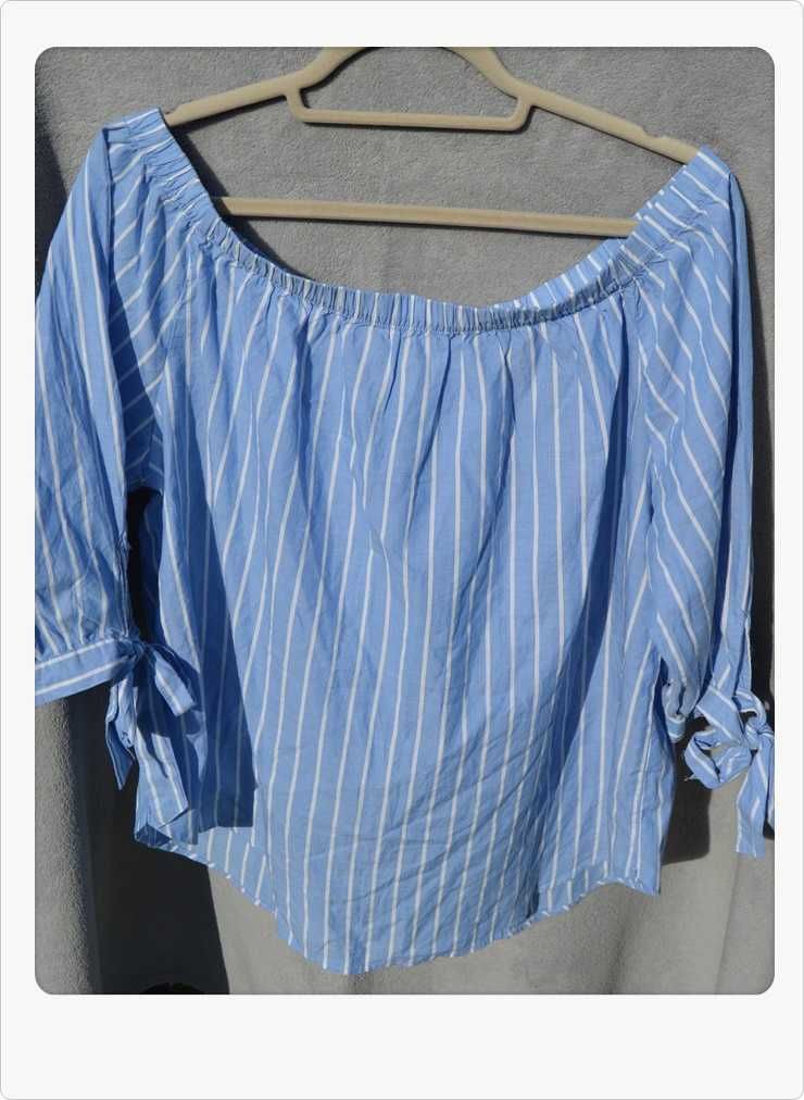 Błękitna koszula w paski H&M rozmiar L