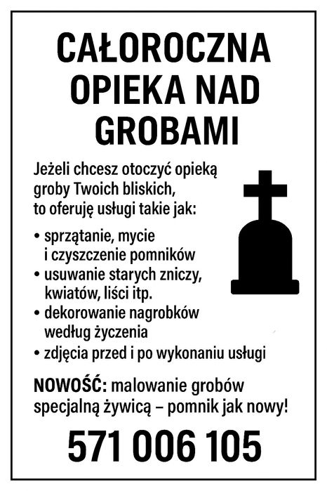 Profesjonalne sprzątanie grobów Górny Śląsk nowość malowanie żywicą