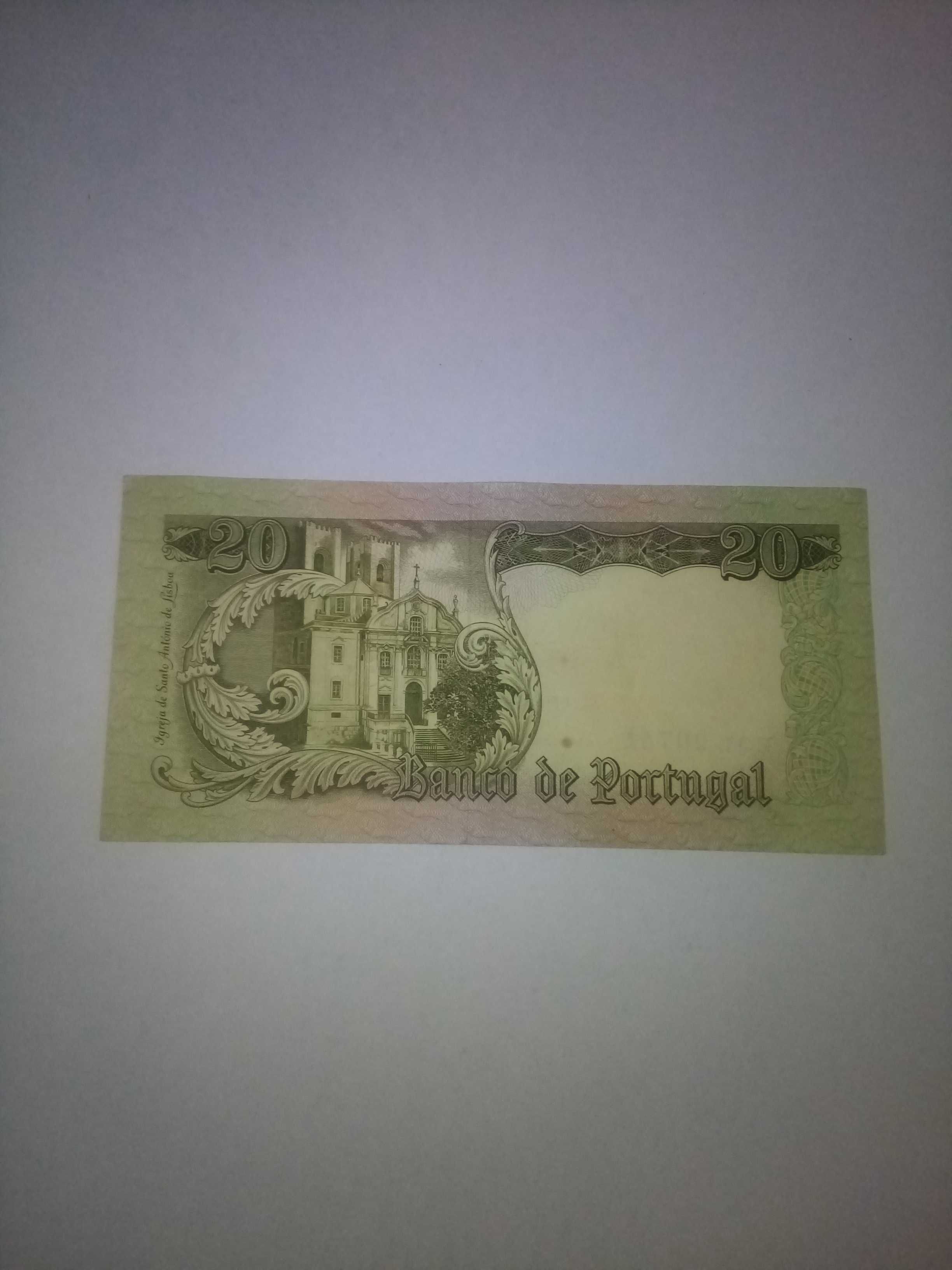 Exemplar lindíssimo De 20 escudos portugueses de 1964
