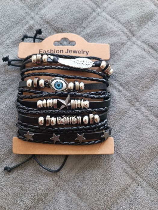 Браслет кожаный плетеный браслет с черепами для мужчин