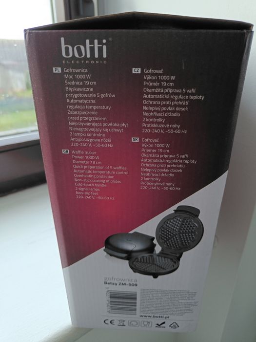 Gofrownica Botti serce serduszka Botti ZM-509 czarna 1000 W