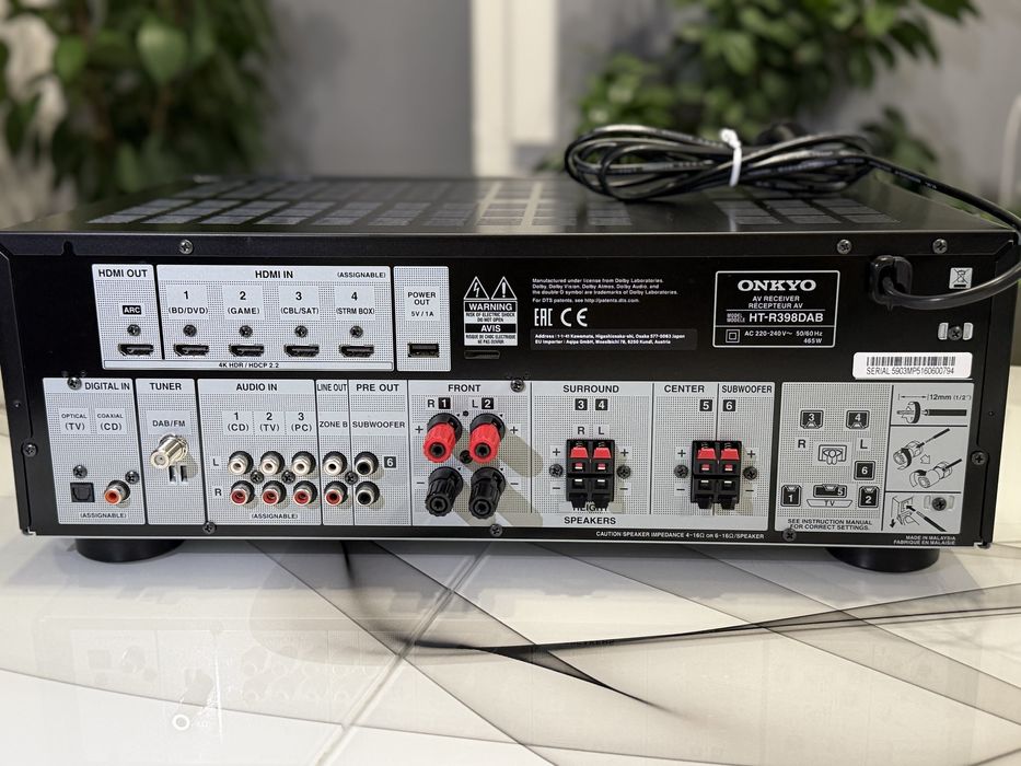 Onkyo HT-R398DAB — ресивер 5.1 з підтримкою 4K, HDR та HDMI ARC