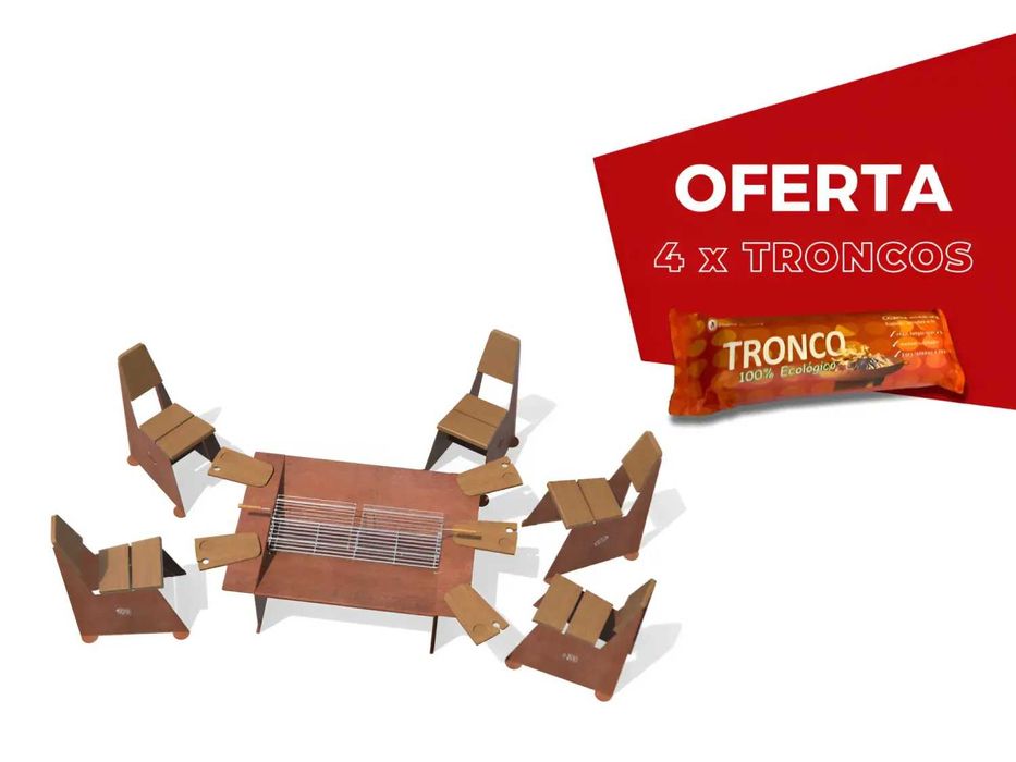 Braseiros + Cadeiras em Aço Corten - Conjunto Zig