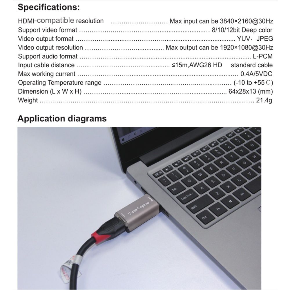 Карта відеозахвата USB 2.0 4K HDMI