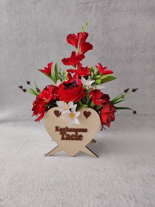 Kompozycja kwiatowa kwiaty sztuczne stroik na pomnik grób dla Taty