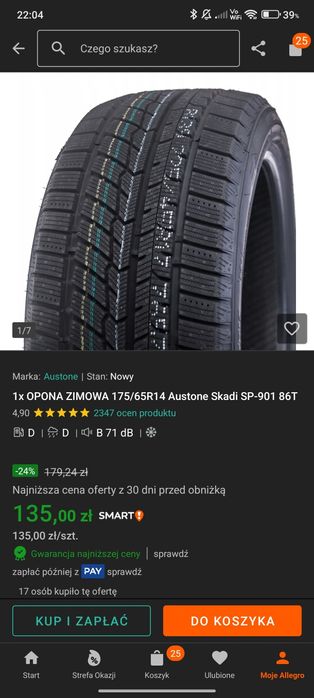 Opony zimowe 175/65 R14 z felgami