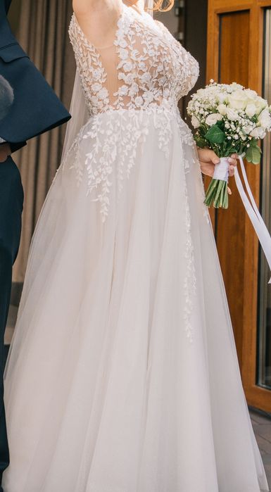 Suknia ślubna - ręcznie zdobiona [WELON długi GRATIS]